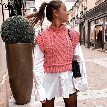Yojoceli Sexy jersey pentru femei pulover tricotate vesta de Primăvară fără mâneci tricotat îmbrăcăminte Casual moda tricotate jumper pulover