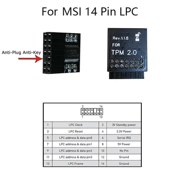 Profesionale TPM 12Pin SCI/ 14PIN 20PIN LPC Modul TPM2.0 Modul de siguranță Pentru MSI MS -4136 -4462 Trusted Platform
