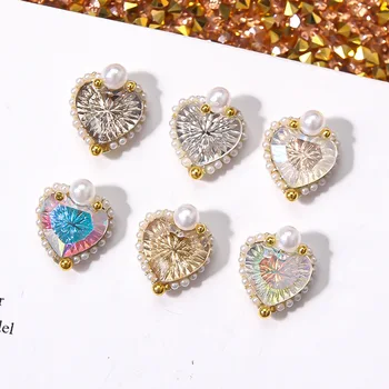 10buc URI de Lux Dragoste Inima DIY Farmec Decoratiuni de Arta Unghiilor Unghii Ornamente Stras Pearl Bijuterii Exerciții Manichiura Diamant Fierbinte