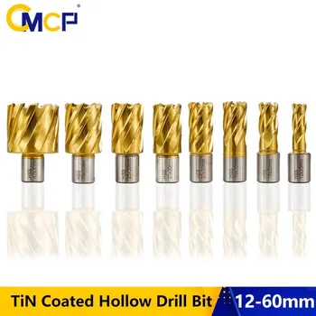 CMCP 19mm Coadă HSS Burghiu Inelar 12-60mm Acoperite cu Staniu Gol Burghiu Pentru Metal de Tăiere Coadă Weldon Core Drill Bit