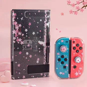 NS Relief Sakura Coajă Tare Capacul de Protecție Dockable Controler Joypad Piele Coajă de Caz Pentru Nintendo Comutator de Joc Accesorii