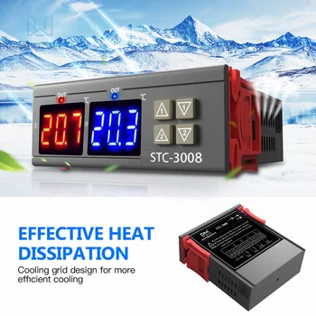 STC-3008 Digital Dual Controler de Temperatura Dual Sonda Două Adevărat Ieșire Termostat Termostat 12V 24V 110-220V