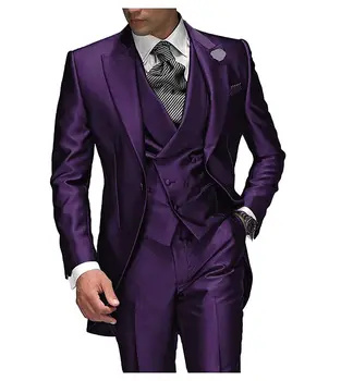 2022 Cel Mai Bun De Vânzare De Vârf Rever Dublu Rânduri Bărbați Costume De Nunta Mov Mire Costume Pentru Bărbați Costume De Bal Cavaler De Onoare Sacou+Pantaloni+Cravata