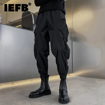 IEFB Toamna Design Darkwear Moda Pantaloni Largi 2023 Primăvară Culoare Solidă Cutat de sex Masculin Pantaloni coreean Casual 9A6732