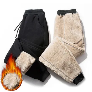 Bărbați Fleece Cald Pantaloni Plus Dimensiune Liber De Imprimare De Pluș Termică Cordon Pantaloni 2022 Toamna Iarna Sport Uza De Trening