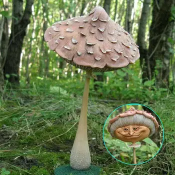 Ciuperci Statuie Ornamente De Gradina Amuzant Omului Față De Ciuperci Figurine În Aer Liber, Curte Gazon Decor