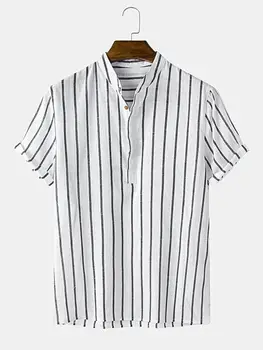 CharmkpR Topuri 2022 Elegant, Bine Montarea Noilor Bărbați Stripe Short Sleeve Bluza Casual Streetwear de sex Masculin Vânzare Fierbinte Henley Shirt S-2XL