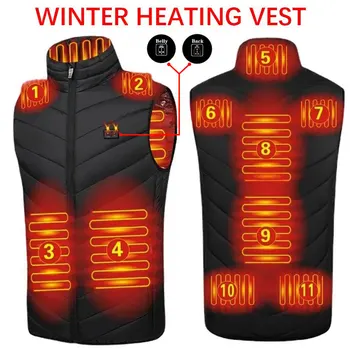 11PCS Încălzit Jacheta de Moda pentru Bărbați Mantou pentru Femei Inteligente USB Electric de Încălzire Termică Haine groase de Iarnă Încălzit Vesta Plus dimensiune