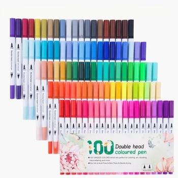 24/36/48/60/80/100BUC Culori Arta Markeri Bine de Linie Dublă Sfat Perie Marker Set pentru Adult Desen Caligrafie