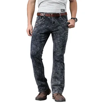 Mcikkny Barbati Retro Designer Flare Jeans Pantaloni Stretch Denim Slim Bootcut Pantaloni Pentru Bărbați Negru Culoare Albastru