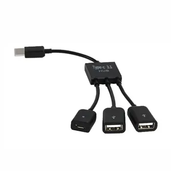 3 în 1 de Tip c Hub USB de sex Masculin la Feminin Dublu USB 2.0 Host OTG Cablu Adaptor Pentru Smartphone Calculator Comprimat de 3 Port