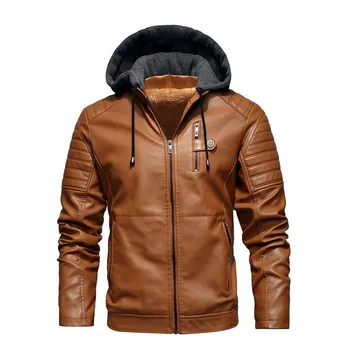 Jachete cu gluga Om Gros Motocicleta de Iarna din Piele Pu Haine pentru Bărbați de sex Masculin Brand de Lux Palton Haine Grele Moda 2022
