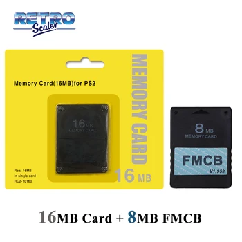 RetroScaler Salva Funcție de Joc, 16MB Card de Memorie pentru PS2+V1.953 FMCB Free McBoot Card de 8MB/16MB/32MB/64MB pentru PS2