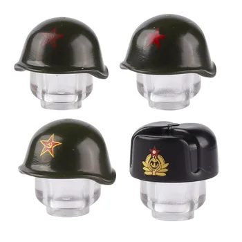 MOC WW2 Militară a Armatei Sovietice Cifre Căști Blocuri Soldați Tipărite Cap Pălărie Arme Accesorii Cărămizi Jucarii Copii