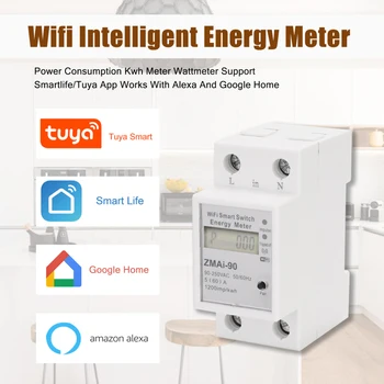 110-250V WiFi Inteligente de Contorizare a Contorului de Energie Tuya/smart Life APP Control de la Distanță pe Șină Din monofazat WIFI Inteligent de Contorizare a Comuta