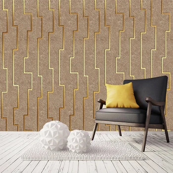 Foto personalizat Tapet 3D Relief Geometrice Abstracte Aur cu Dungi Murală Modernă, Cameră de zi Canapea Fundal TV de Perete de Arta Pictura