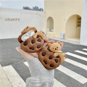 Distracție 3D cookie ursul de Desene animate Drăguț Moale de Silicon, Casti Cazuri Pentru Apple Aer Păstăi Pro 1 / 2 / 3 Căști fără Fir Acoperă Saci