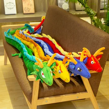 Noi Sosesc 220CM Drăguț Umplute Chineză Dragon de Pluș Jucării Păpușă Moale Desene animate Perna Kawaii Pentru Copii Cadouri