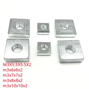 1000pcs oțel cu zinc M3 subțire nuci patrati grosime 2mm