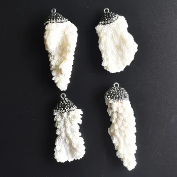 2020 noua moda piatra naturala coral alb colier pandantiv pentru producția de bijuterii en-gros 4buc/lot transport gratuit