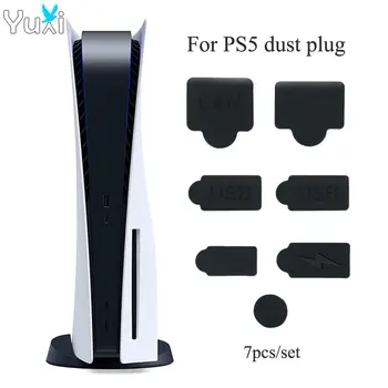 YuXi 7pcs/set Silicon Negru de Praf Prize Set de Interfață USB Anti-Praf Capac Capac Dop de Praf Plug pentru Playstation 5 PS5