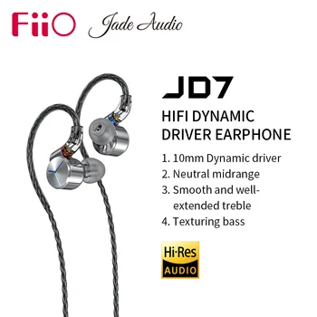 FiiO/JadeAudio JD7 Dynamic Drive in-ureche Căști, HiFi cu fir căști cu Bass Super Sunet Căști Muzica Casti(Culoare Argintie)