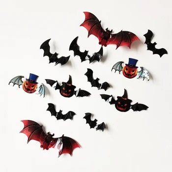 Noi 48Pcs Halloween 3D Gol Bat Autocolante de Perete Black Bat Autocolant Decor Camera pentru Petrecere DIY Decalcomanii de Halloween de Groază Lilieci Detașabil