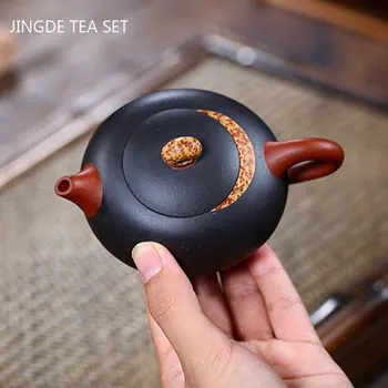 Yixing Prime de Minereu de Noroi Negru Ceainic Maestru de Mână-pictat Violet Lut Oală de Ceai Manual Filtru de Frumusețe Ceainic Ceai Chinezesc Set 140ml