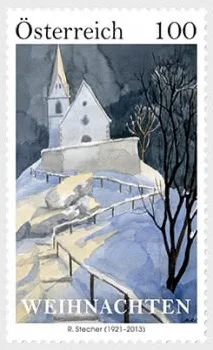 Austria Post de Timbru,În 2021,superstiții de Crăciun,la Biserică în Ajunul Crăciunului,foarte Original,Stare Bună Colecție