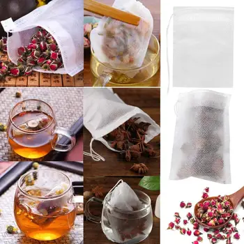 100 Buc de Unică folosință, Pungi de Ceai Saci de Filtru pentru Ceai Infuser cu String Vindeca Sigiliu, Grad Alimentar Non-Țesături Spice Filtre pliculețe de Ceai