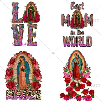 Print Digital de Transfer de Film Religios Credința Creștină Transferuri pentru Haine Bebe Bunica Doamna Noastră Virgen de Guadalupe, Mama lui Gigi