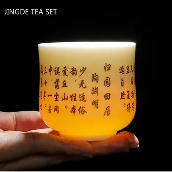 1 buc Ceramice Tradiționale Ceașcă de ceai lucrate Manual din Portelan Alb Master Ceașcă de Călătorie Portabil Meditație Cani de Ceai Chinezesc Set Consumabile