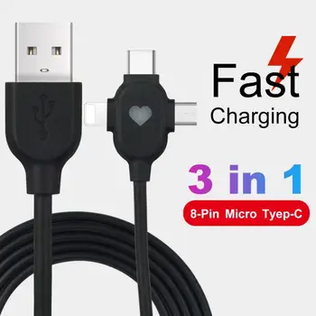 3 în 1 3.1 USB de Încărcare Rapidă Cablu cu Indicator luminos Rotativ de Metal Interfață Cablu de Date pentru Aplica Android de Tip C