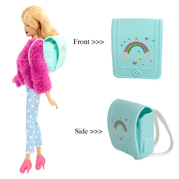 NK 1 Buc Papusa de Moda Sac de Plastic Rucsac Roz Reglabil Rucsac Scoala Jucărie pentru Papusa Barbie Accesorii Copiii se Joaca cu Casa
