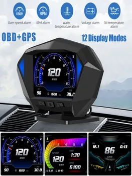 Mai nou HUD OBD2+ GPS Capul Sus Masina Afișaj Digital Indicator Universal Vitezometru Turbo RPM Alarma Temp