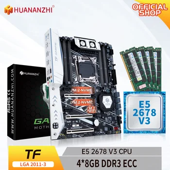 HUANANZHI TF LGA 2011-3 Placa de baza cu procesor Intel XEON E5 2678 V3 cu 4*8G DDR3 RECC memorie kit combo set SATA USB