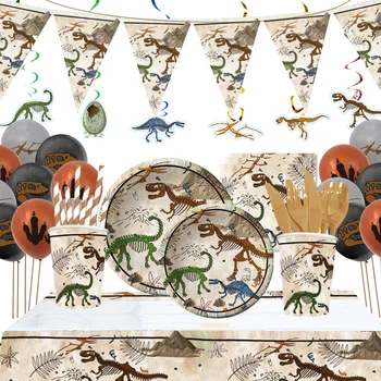 Dinozaur Fosil Arheologie Temă Petrecere De Aniversare Farfurie De Hârtie Cupa Tacamuri Decor Dinozaur Partidul Decor Consumabile