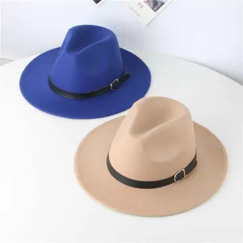 Clasic Britanic Fedora Pălărie Bărbați Pălării de Fetru Pentru Femei Imitație de Lână de Partid Pălărie de Top de Moda Jazz Pălărie Panama Pălărie cu Catarama