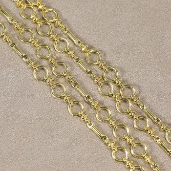 APDGG 1 Metru Set Bezel Aur 24K Placate cu Cupru Moda Cerc Lanț de Gât Lanț Colier de Perle Cercel Face DIY