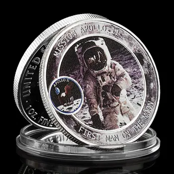 Misiunea Apollo-11 aselenizare Suveniruri Monede Primul Om pe Lună Model Moneda NE Argint Placat cu Monedă Comemorativă