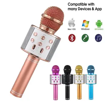 WS858 Karaoke Microfon Wireless Bluetooth-compatibil Microfon Difuzor Portabil Mic Acasă Ktv Car Audio Player de Muzică de Înregistrare
