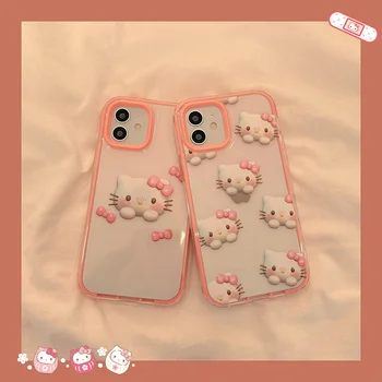 Hello Kittys Caz de Telefon de Desene animate pentru Iphone 12 13 Mini 11 Pro Max Xr X Xs Max All-Inclusive Anti-Drop Kawaii Caz de Telefon