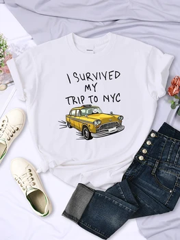Am Supraviețuit Mea Excursie La New York Amuzant Imprimare Femei Tee Îmbrăcăminte De Agrement Jumătate Maneca O-Neck T Shirt Respirabil Crewneck Femeie Tricouri