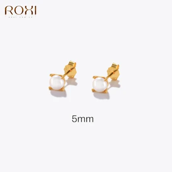 ROXI 4/5/6/8mm Artificiale Perla Cercei Stud Pentru Femei Argint 925 Cercei Cadou Fată de Partid Femei Bijuterii de Nunta