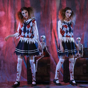 Groază sângeroase Zombie PENTRU Costum Asistenta Halloween Sângeroase Fata de Student Pătate cu Sânge Costum Vrajitoare Copii
