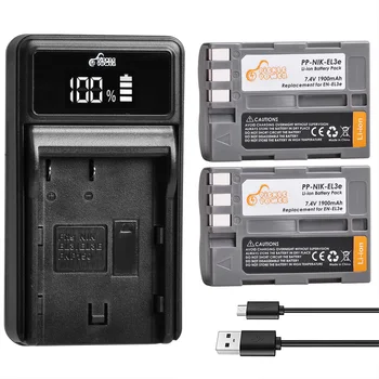 PicklePower 1900mAh EN-EL3E EN EL3e Baterie + LED USB Incarcator pentru Nikon D50, D70, D70s, D80, D90, D100, D200, D300, D300S, D700