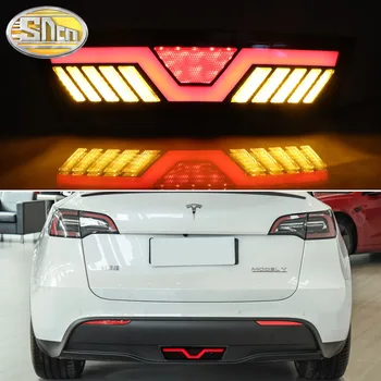 3-în-1 Functii LED, Bara de protecție de Lumină Lampă de Ceață Spate Lumina de Frână Dinamice de Semnalizare Reflector Pentru Tesla Model Y 2019 - 2022