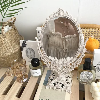 Oglindă De Machiaj Cutelife Nordic Din Plastic Argintiu Vintage Decorative Oglindă Oglindă Dormitor Uri De Masă Neregulată În Picioare De Sticlă Oglindă