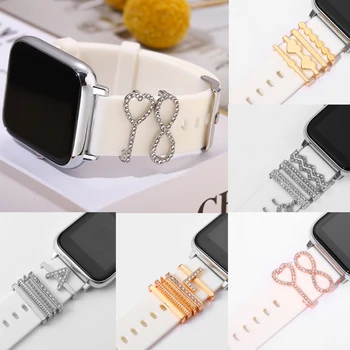 Smartwatch Farmece Brățară Inel Decorativ Pentru Apple Watch Banda De Silicon Sport Curea De Bijuterii De Unghii Farmec Inițialele Scrisoare Farmece