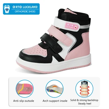 Ortoluckland Copii Pantofi Sport Fete de Primăvară Cizme de Iarna de Moda Copii Copilul Ortopedice din Piele Roz Adidasi 3To 8 Ani